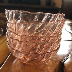 Vintage Arcoroc France Pink Swirl Rosaline Glass Bowls